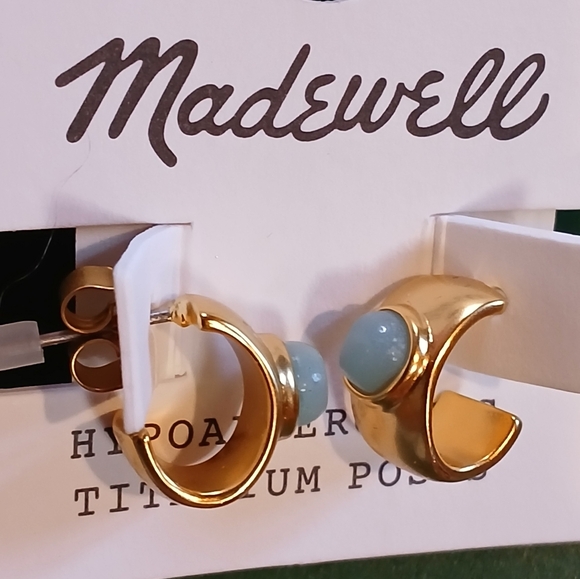 Madewell Jewelry - 💥NEW💥❤️Madewell ❤️ Stone Collection Amazonite Hoop Earrings